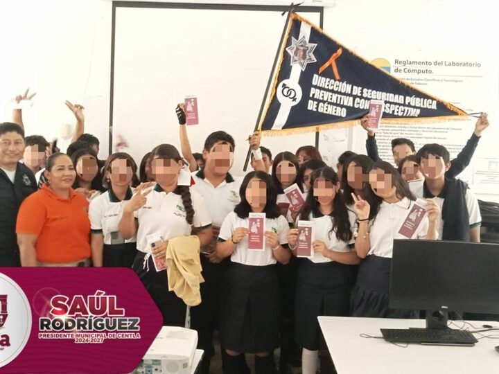 Plática de la Dirección de Seguridad Pública a estudiantes del plantel 5 del CECyTE de Centla