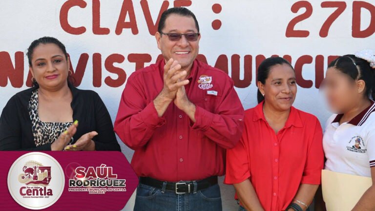 Saúl Armando Rodríguez Rodríguez inaugura comedor escolar en la primaria de la ranchería Buena